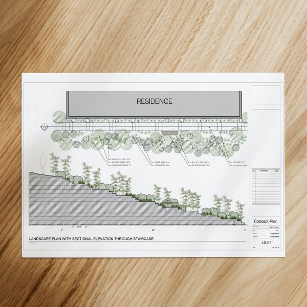 Printed landscape plans produced from this landscape design AutoCAD course