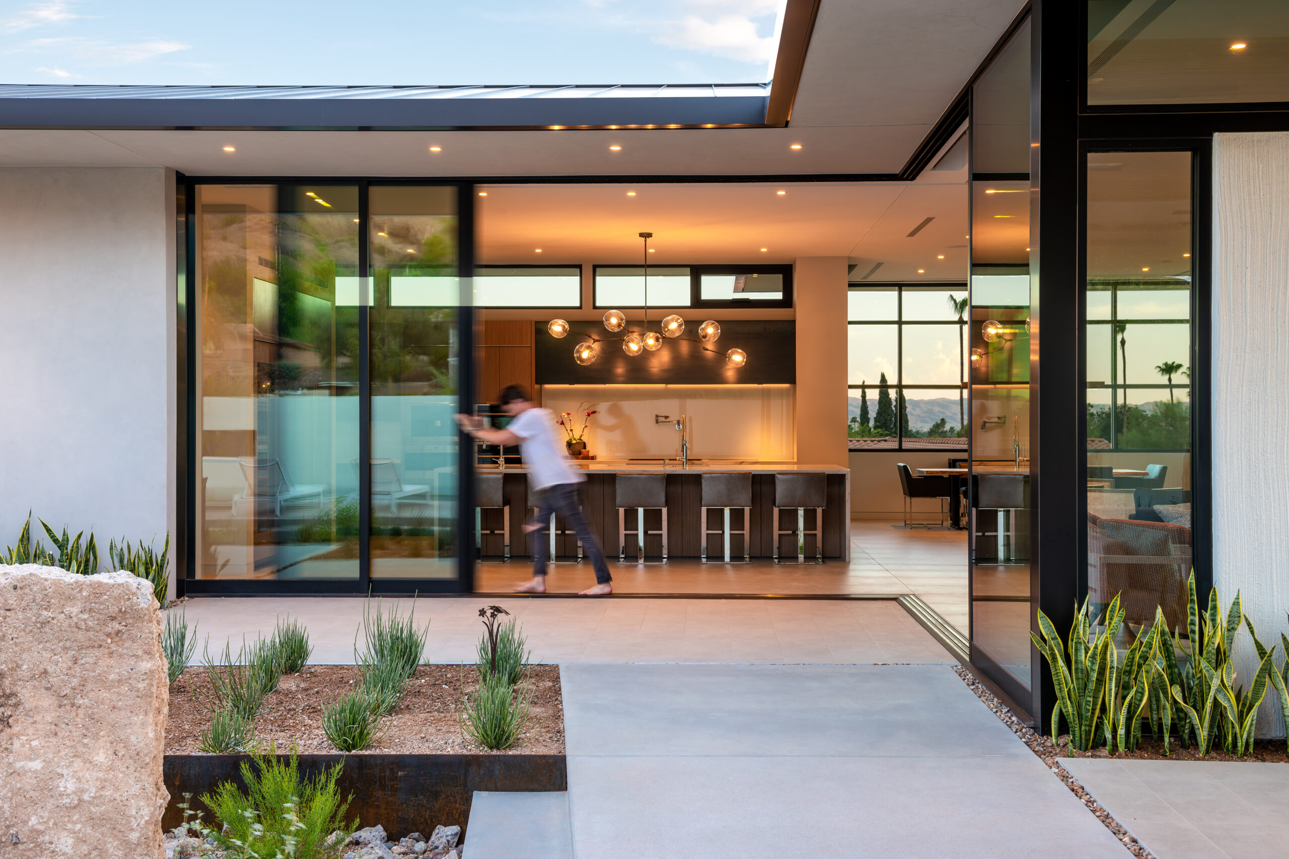 Trueform landscape architects create seamless transition between indoor and outdoor areas.