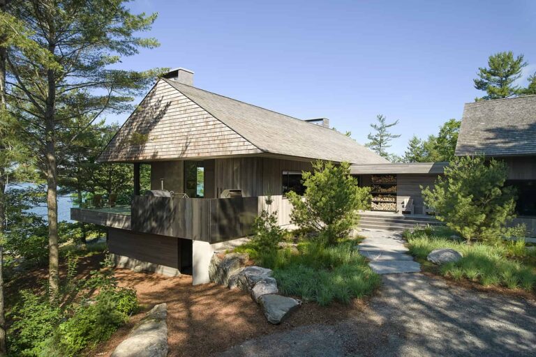 Akb Architects Embeds Geometric Cabin on Rocky Terrain Overlooking Lake Muskoka